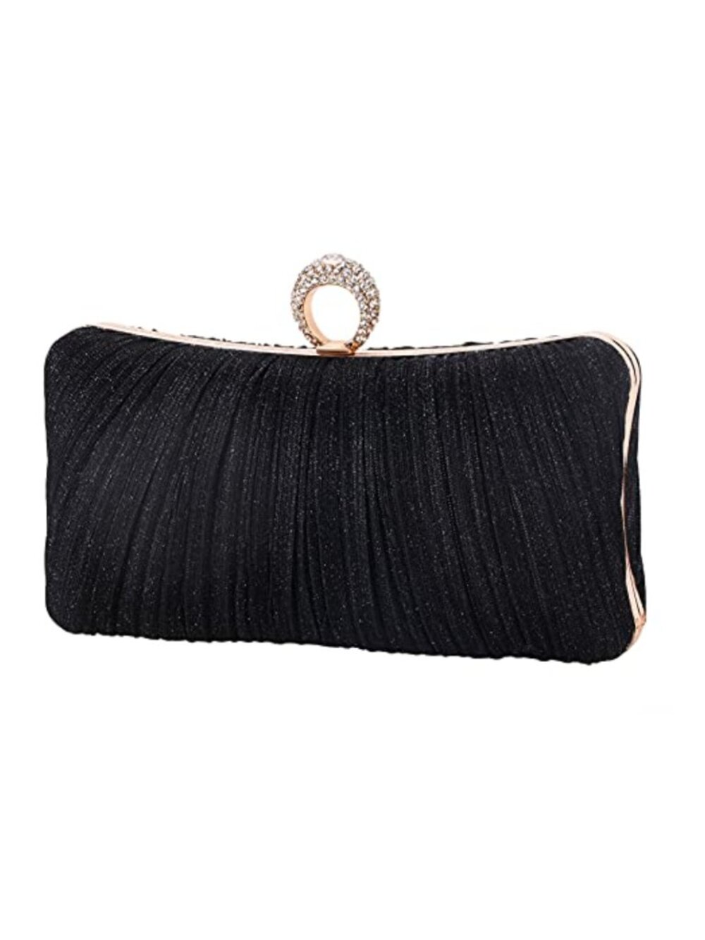 Glitter Pleated Clutch Purse Rhinestone Evening Bag Bridal Wedding Party